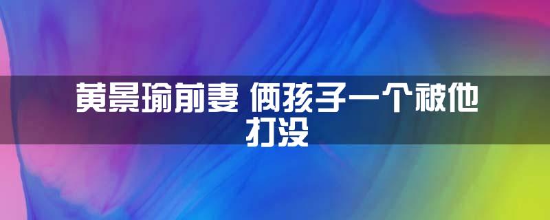 黄景瑜前妻 俩孩子一个被他打没